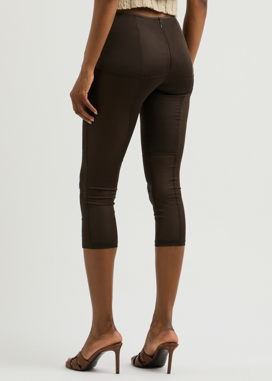 Knwls Grace Cropped Fine-knit Leggings Brown