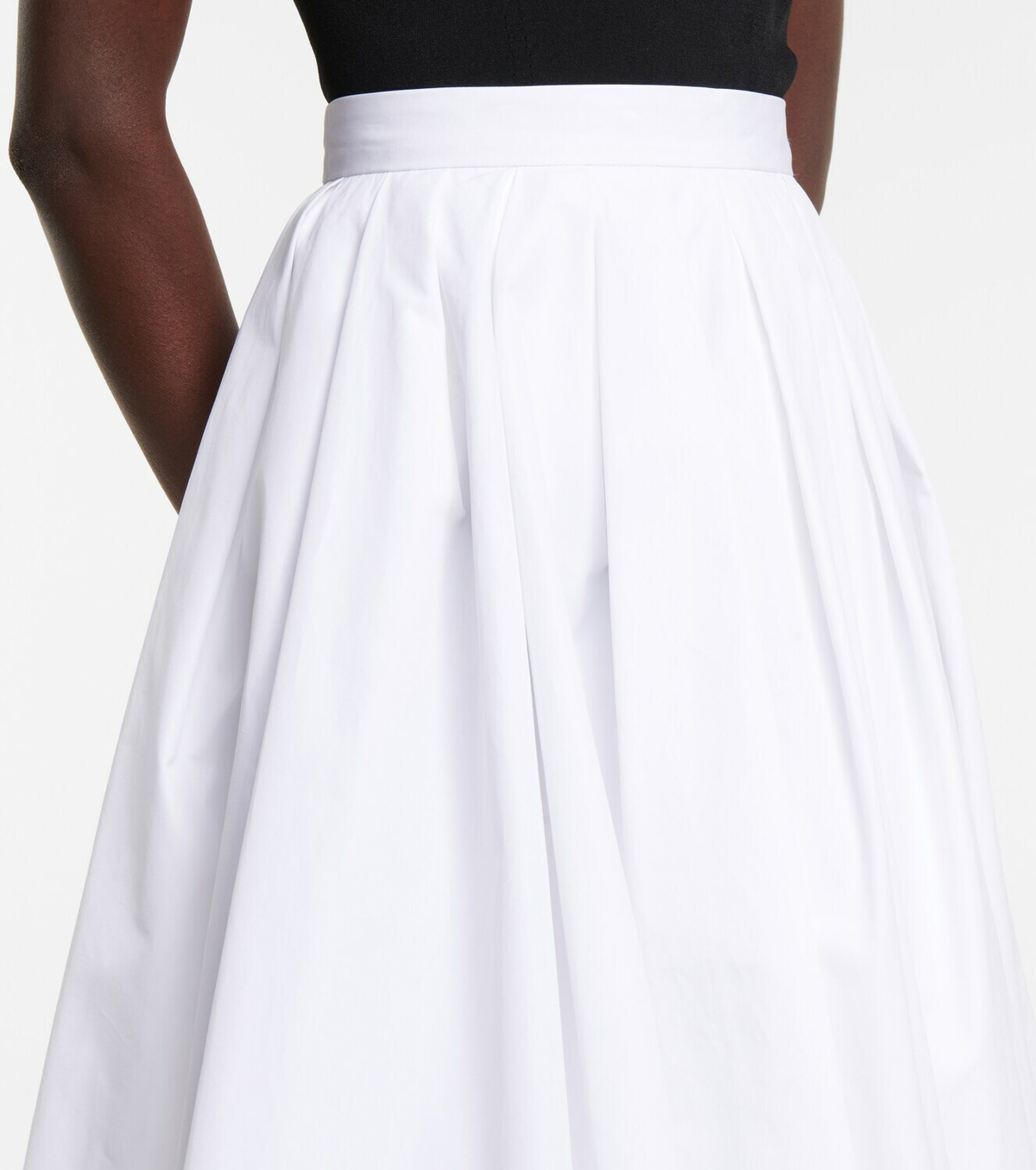 Alexander McQueen High-rise cotton poplin midi skirt Alexander McQueen High-rise cotton poplin midi skirt