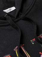 VALENTINO - Logo-Print Cotton-Jersey Hoodie - Black