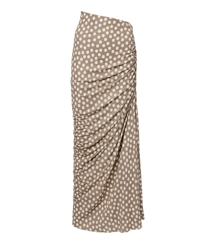 Photo: Alaïa Gathered polka-dot jersey maxi skirt