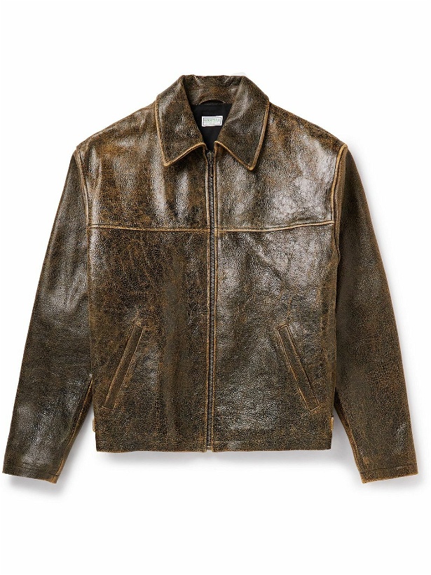 Photo: Guess USA - Distressed Leather Jacket - Brown