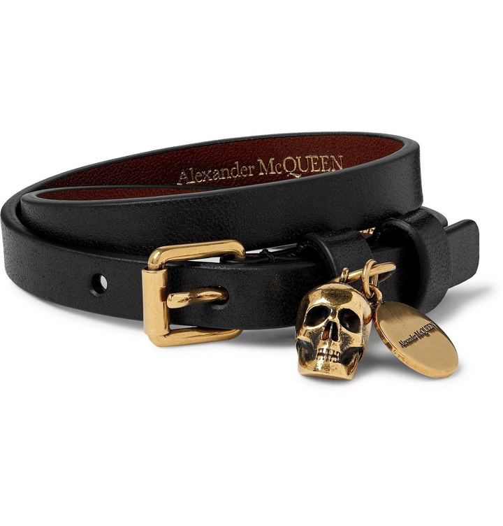 Photo: ALEXANDER MCQUEEN - Leather and Gold-Tone Bracelet - Black