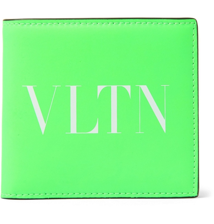Photo: Valentino - Valentino Garavani Logo-Print Neon Leather Billfold Wallet - Green