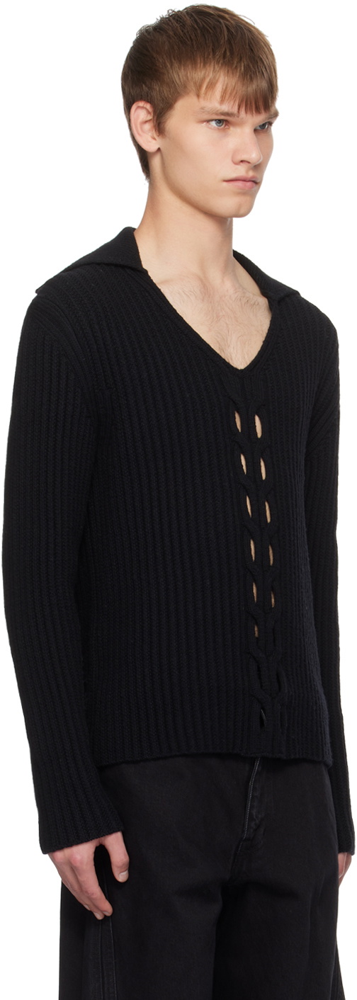 NVRFRGT Black V-Neck Sweater
