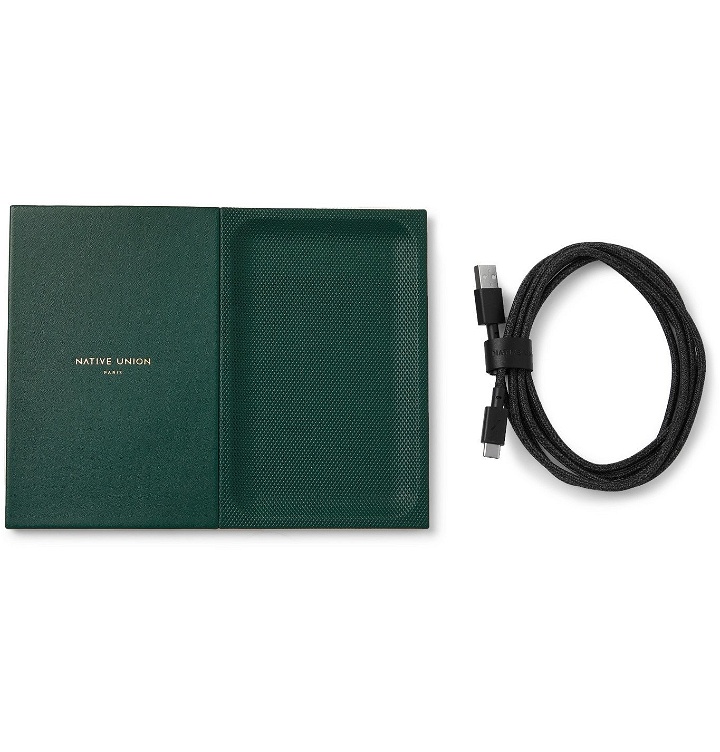 Photo: NATIVE UNION - Heritage Textured-Leather Wireless Charger with Valet Tray - Green