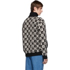 Gucci Black and Off-White Wool Checkerboard Zip-Up Sweater