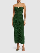 COSTARELLOS - Aveline Strapless Ruched Midi Dress