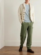 Drake's - Shawl-Collar Ribbed Wool Cardigan - White