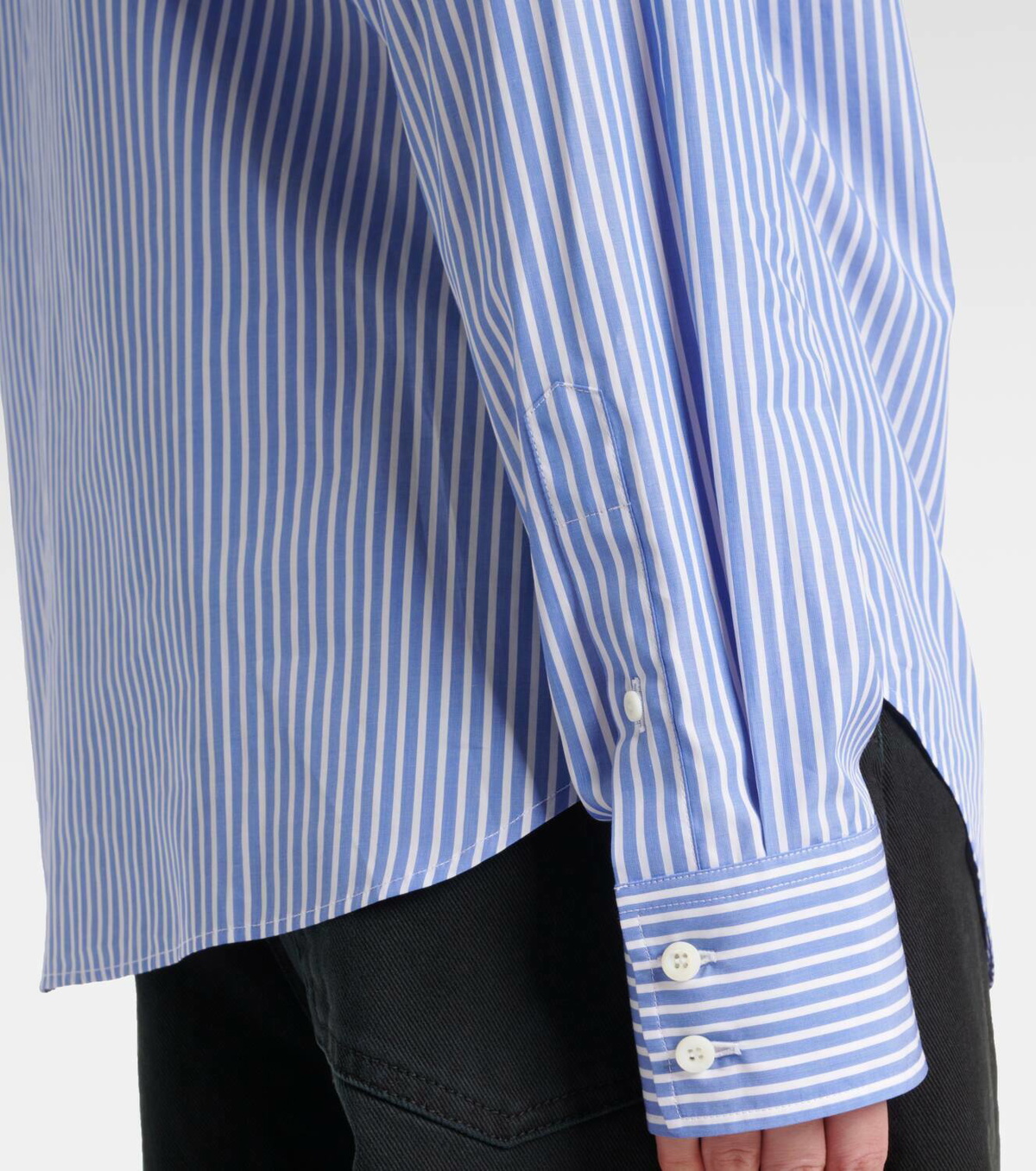 Prada Embellished striped cotton poplin shirt