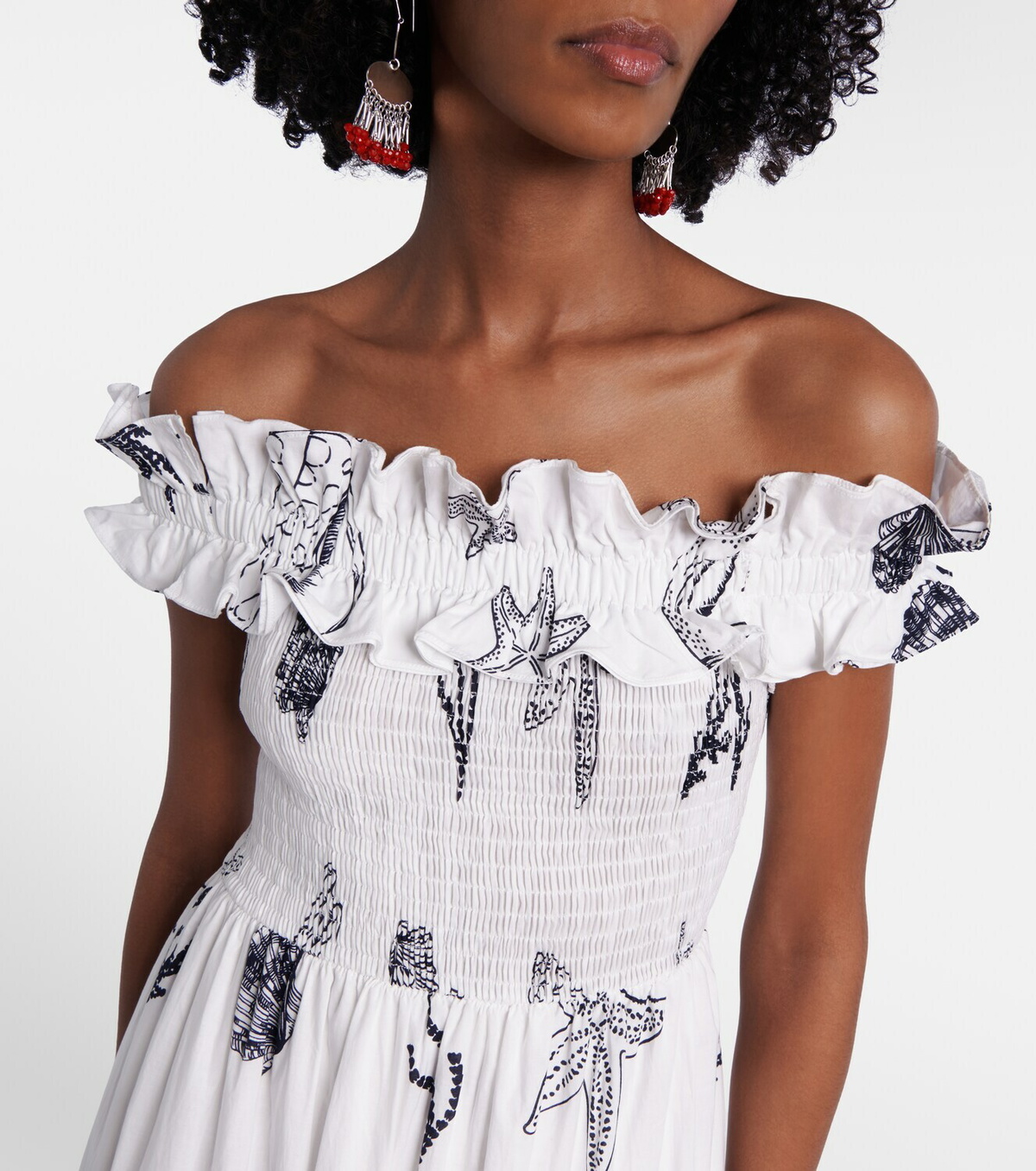 Poupette St Barth Suzanne shirred cotton muslin maxi dress