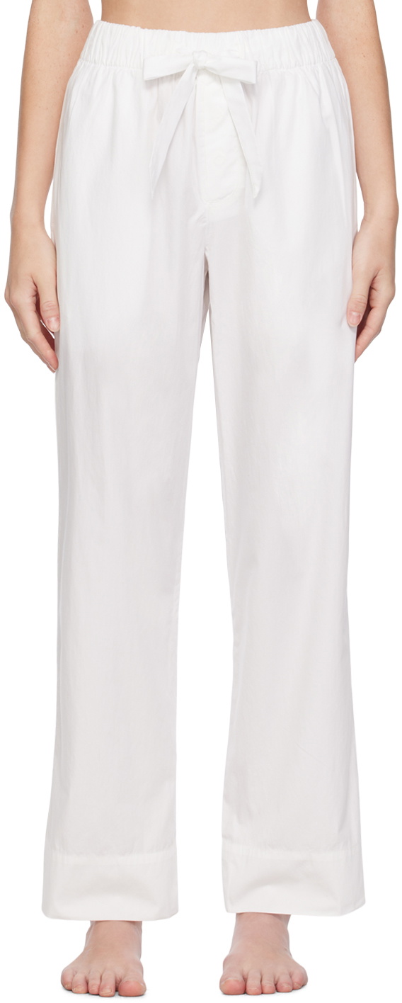 Tekla White Drawstring Pyjama Pants Tekla Fabrics