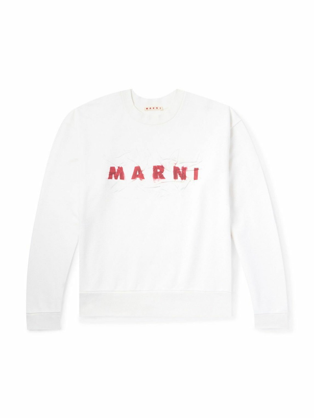 Photo: Marni - Logo-Print Cotton-Jersey Sweatshirt - White