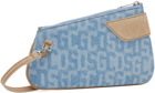 GCDS Blue Comma Notte Monogram Denim Shoulder Bag