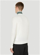 High Neck Logo Sweater in White