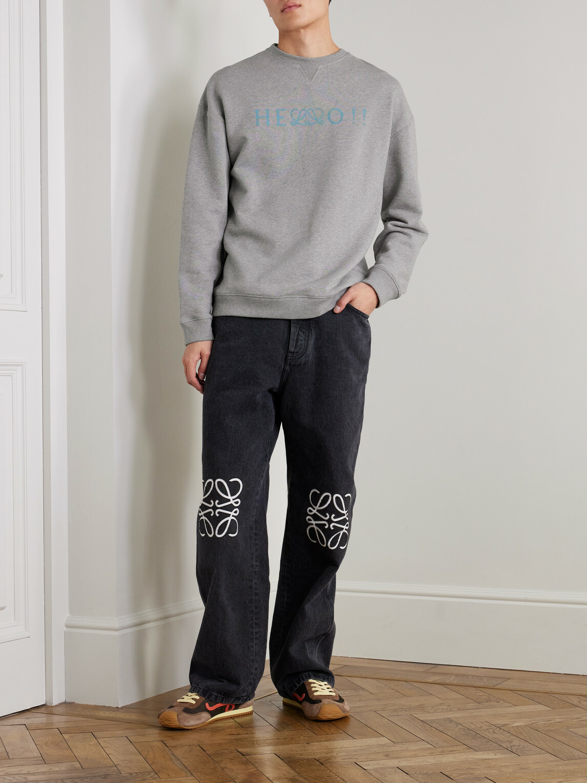 LOEWE - Logo-Print Cotton-Jersey Sweatshirt - Gray