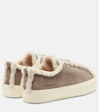 Inuikii Shearling-trimmed suede low-top sneakers