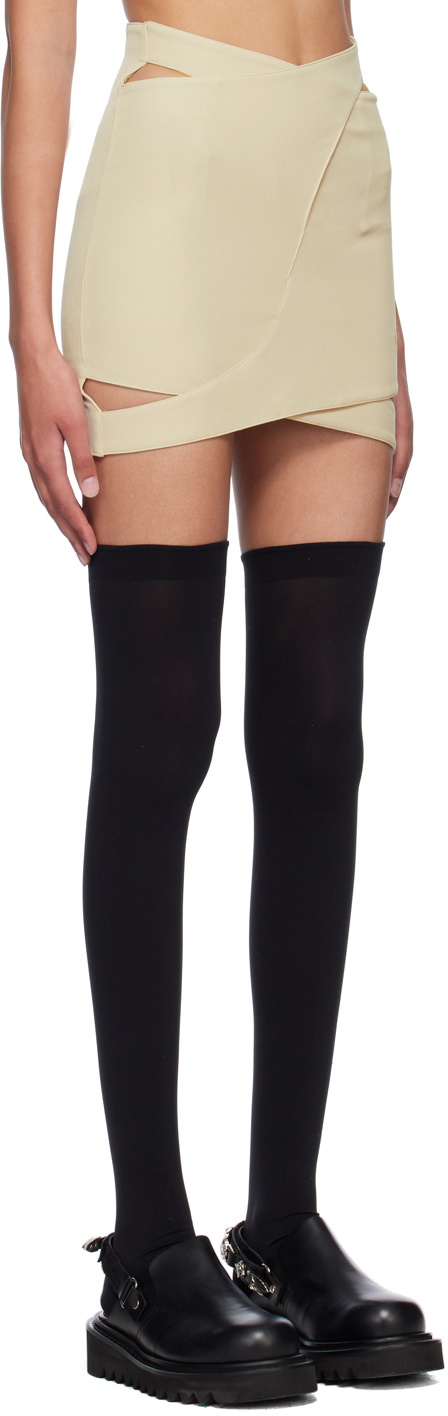J KOO Beige Cutout Miniskirt