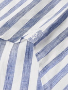 Dunhill - Button-Down Collar Striped Linen Shirt - Blue