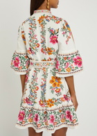 Farm Rio Delicate Forest Printed Cotton Mini Dress White