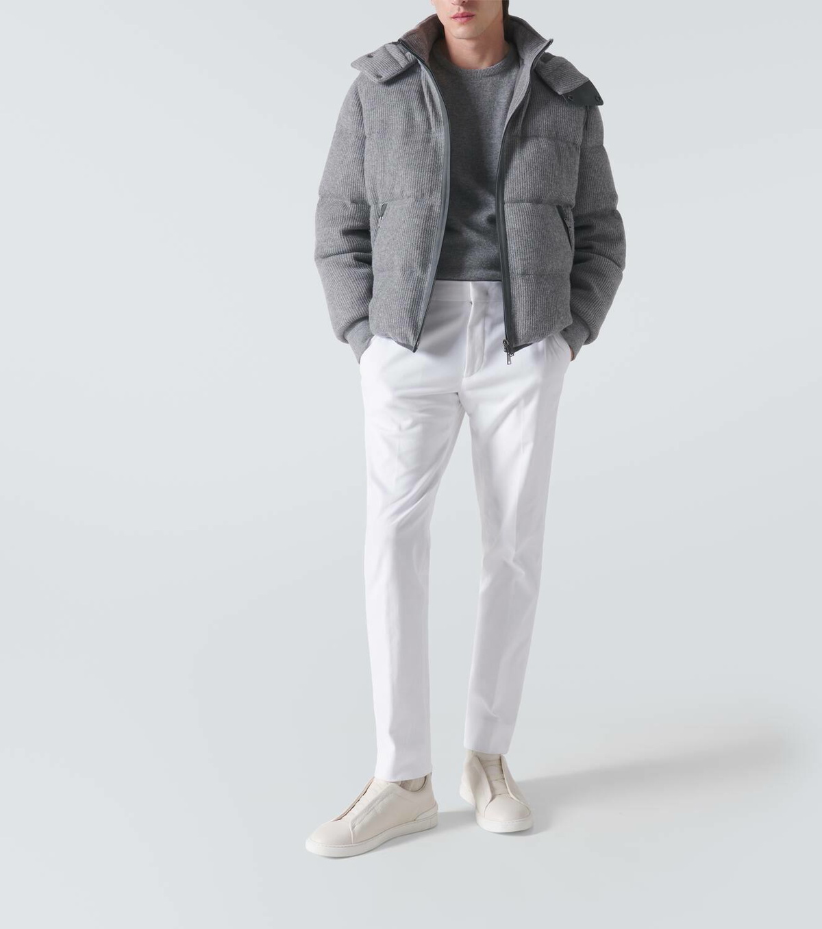 Zegna Ribbed-knit cashmere-blend down jacket Zegna