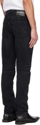 Balmain Black Vintage Denim Biker Jeans
