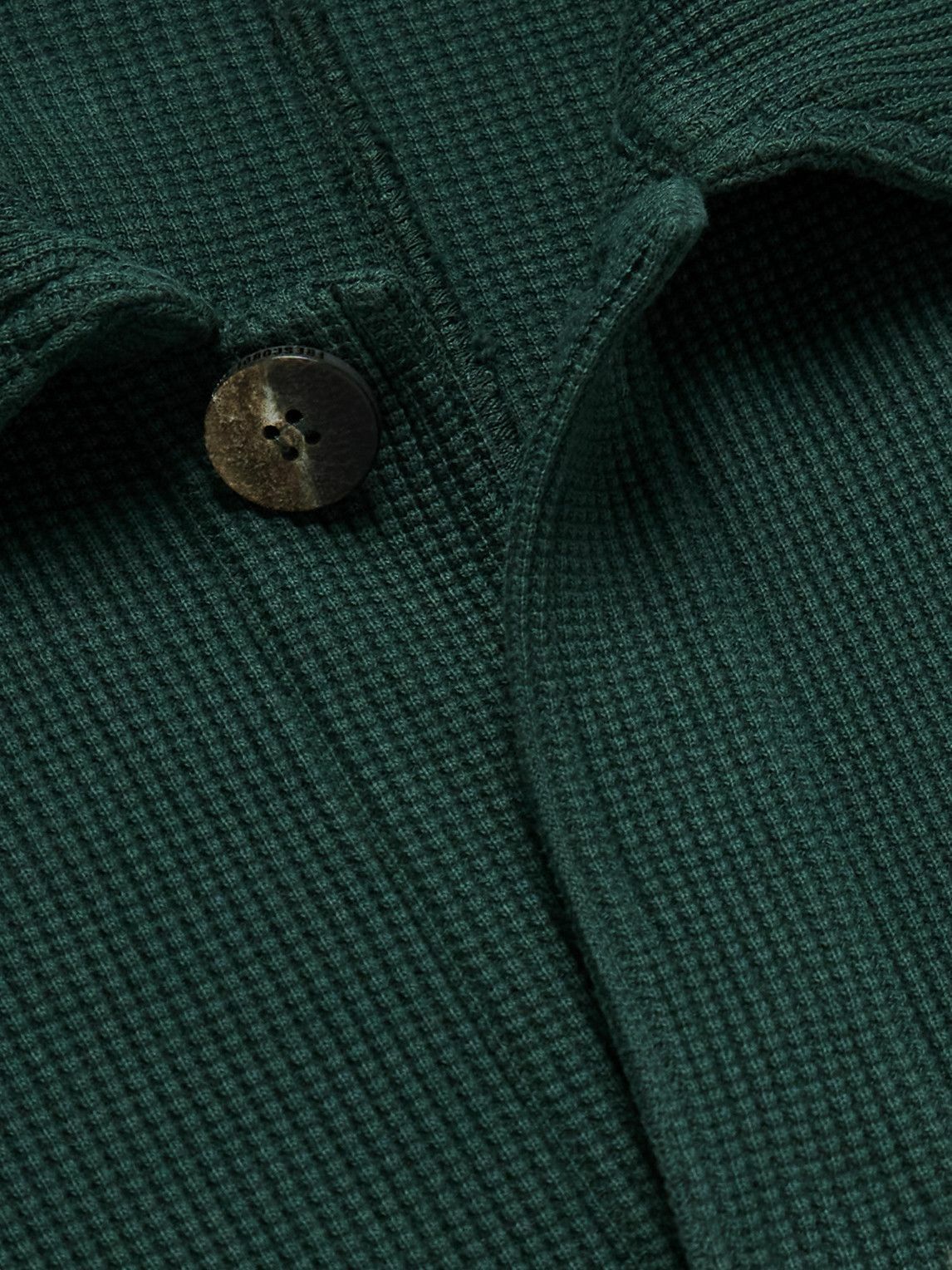 Frescobol Carioca - Preto Waffle-Knit Cotton Overshirt - Green