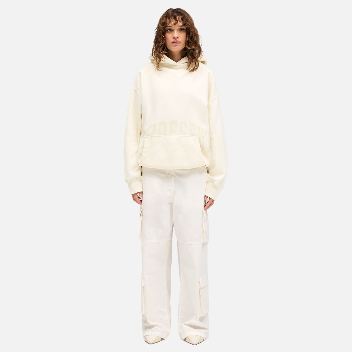 Represent Women's Graphic Logo Hoodie in Cream