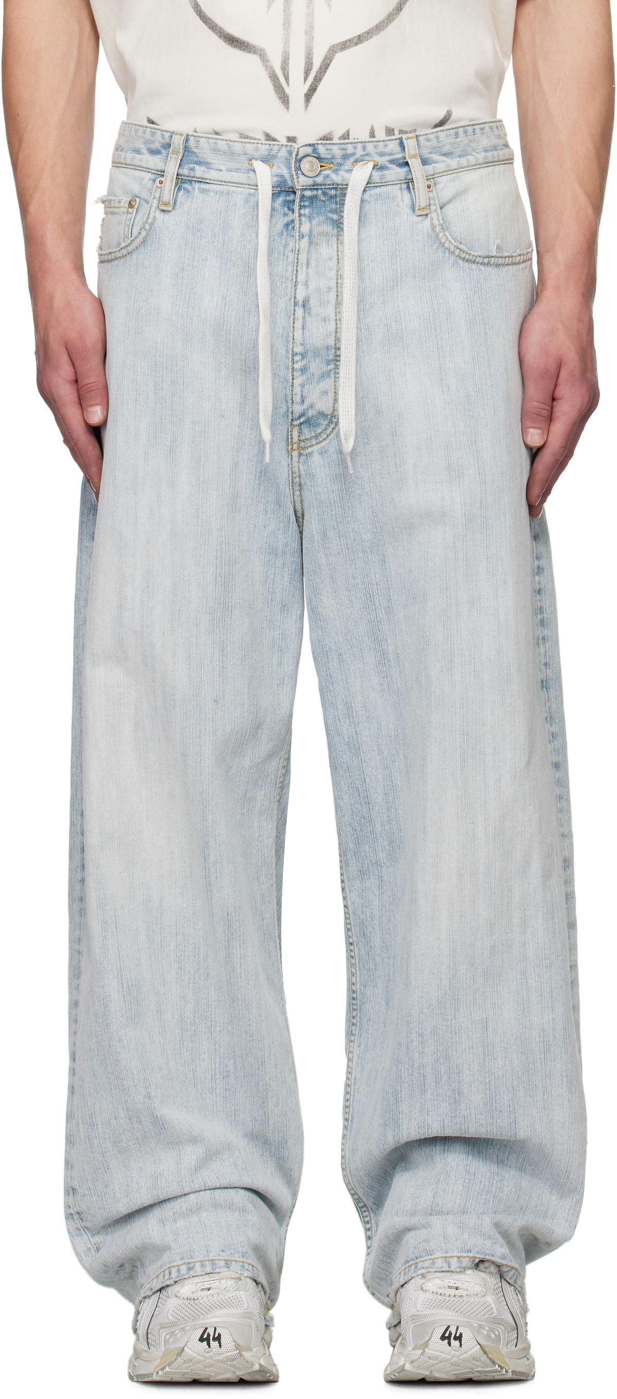 Balenciaga Blue Bleached Ring Baggy Jeans
