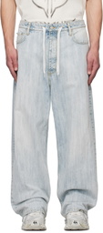 Balenciaga Blue Bleached Ring Baggy Jeans