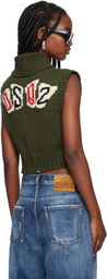 Dsquared2 Khaki Jacquarded Poker Cropped Vest