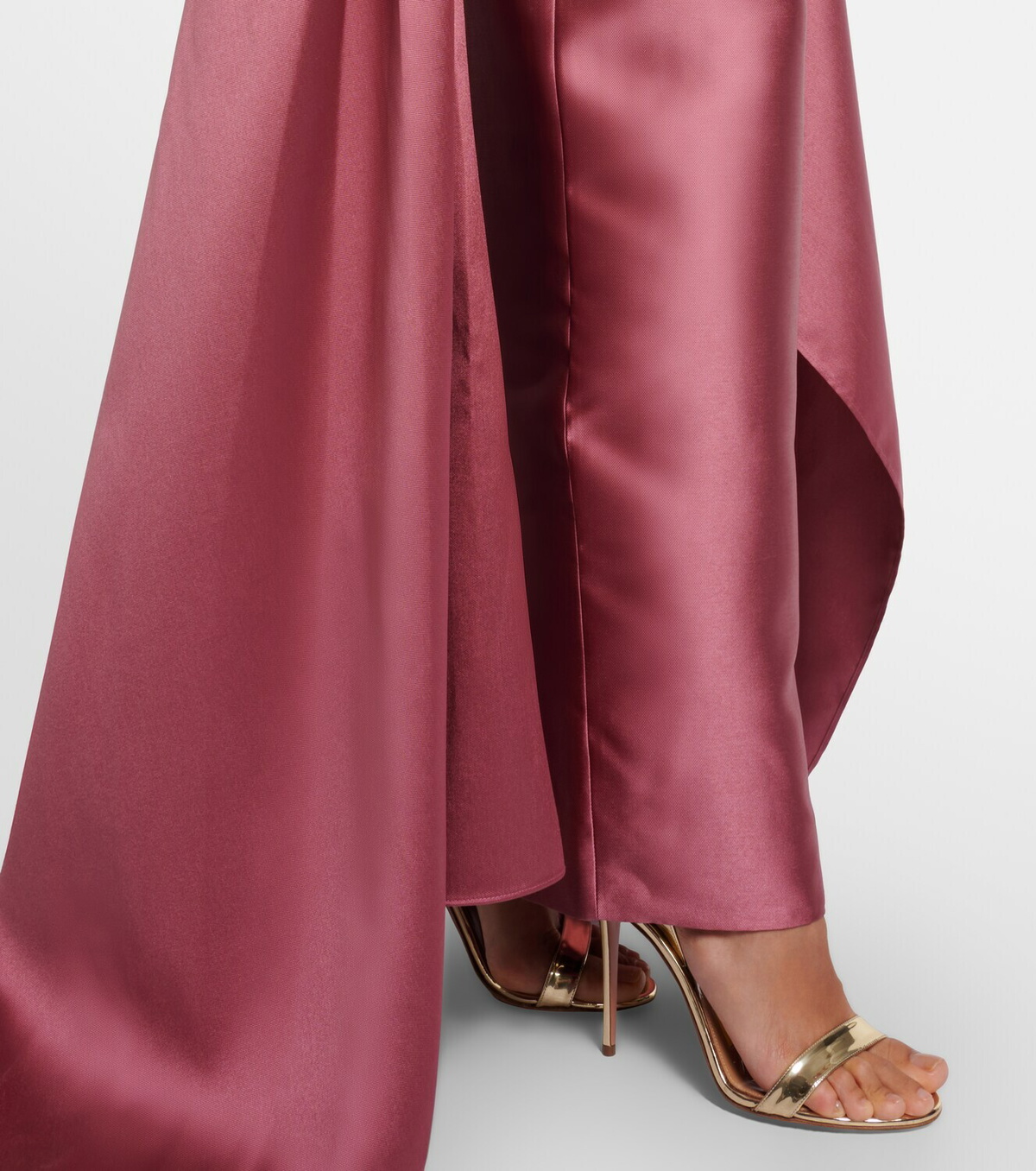 Solace London Draped strapless satin gown