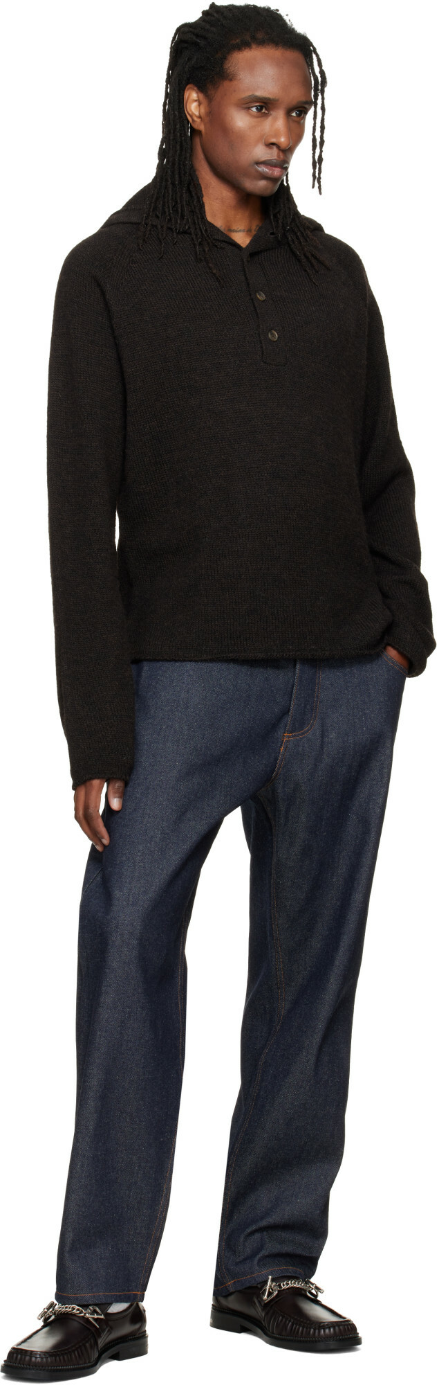 YMC Brown Runaway Neck Sweater
