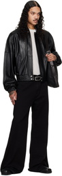 LU'U DAN Black Blouson Leather Jacket