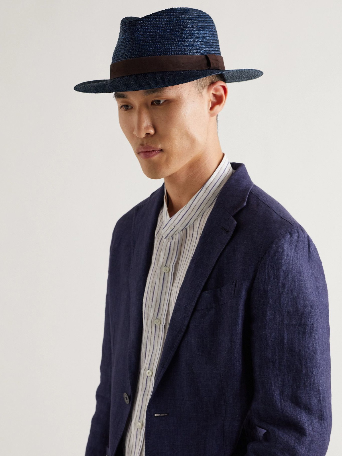 LOCK & CO HATTERS - Suede-Trimmed Straw Panama Hat - Blue