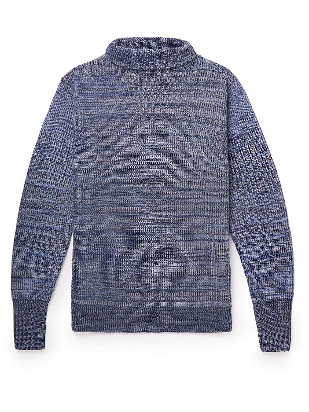 Photo: Barena - Cimador Ribbed Wool Mock-Neck Sweater - Blue
