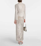 Self-Portrait Crystal-embellished mesh shirt