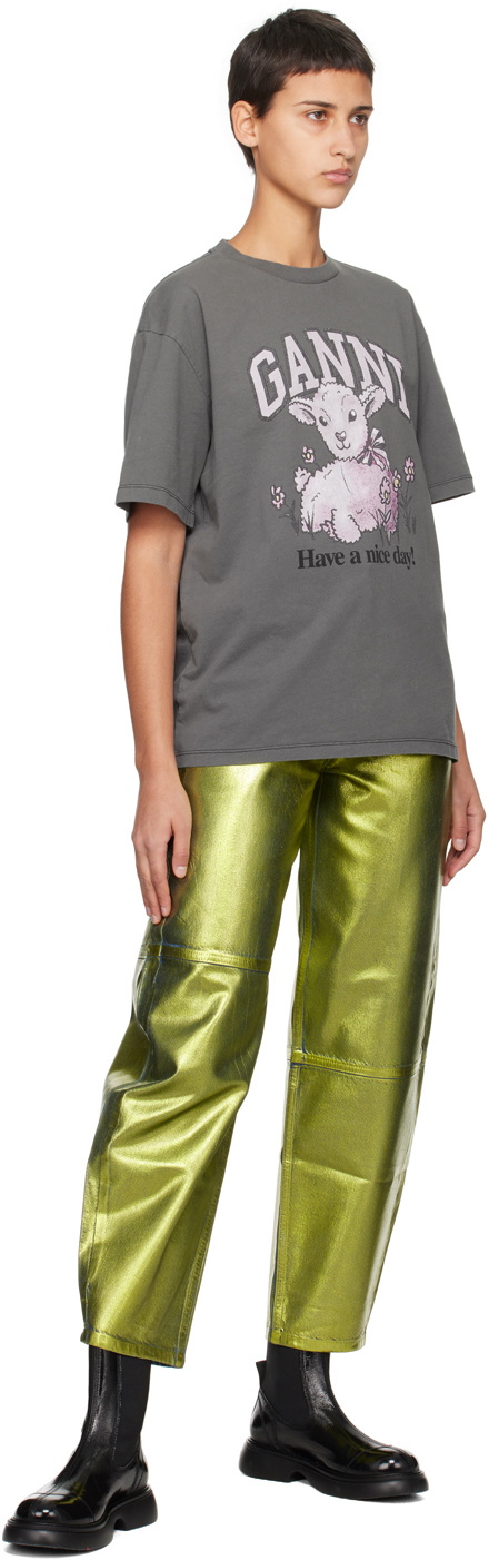 GANNI Gray Future Lamb T-Shirt GANNI