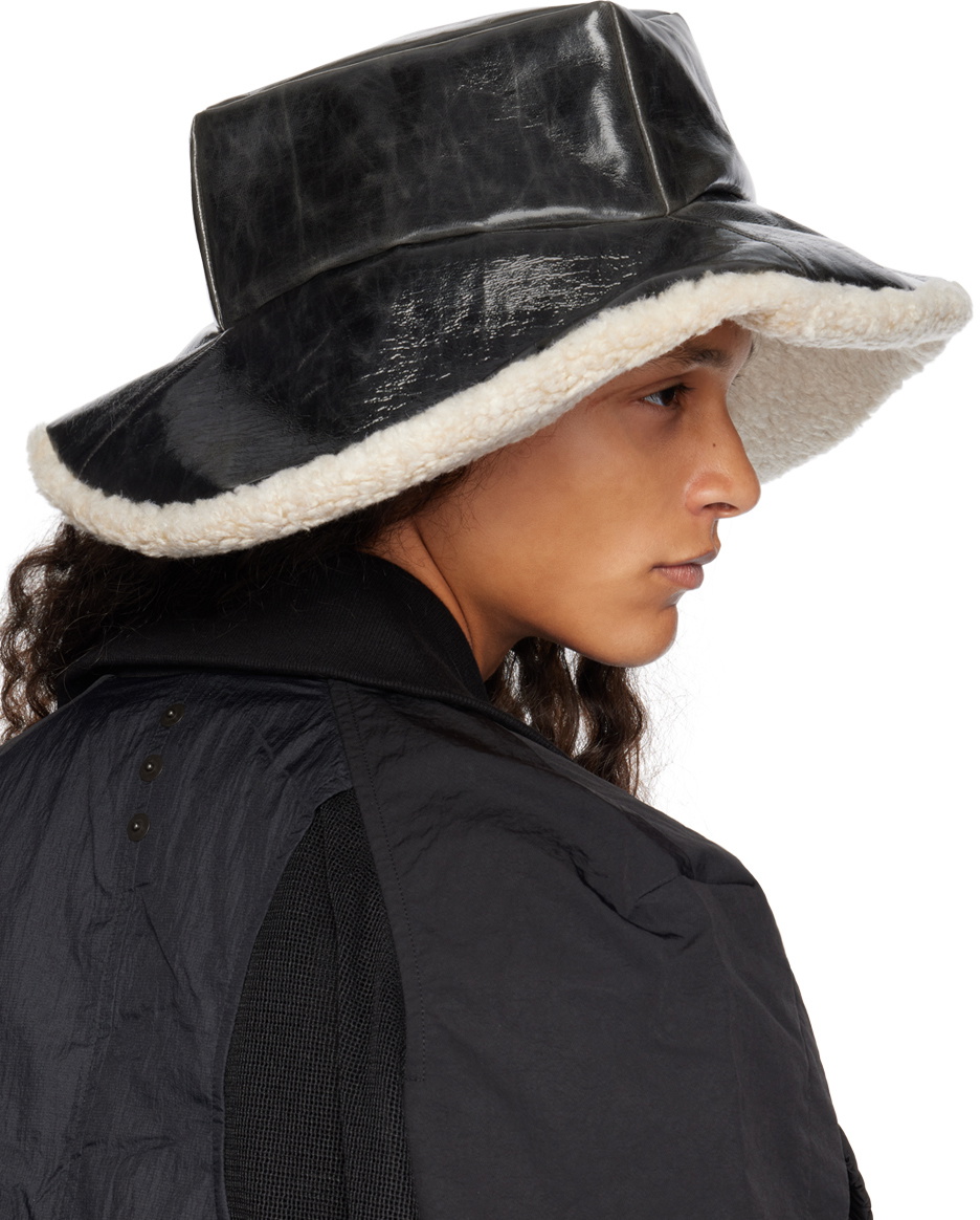 CARNET ARCHIVE Black Mass Faux Leather Bucket Hat CARNET ARCHIVE