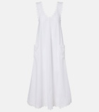 Juliet Dunn Embroidered scalloped cotton poplin midi dress