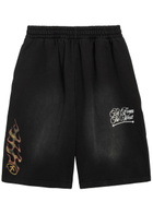 Kidwest Flame Logo-print Cotton Shorts Black
