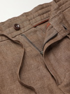 LORO PIANA - Slim-Fit Linen Drawstring Trousers - Brown - S