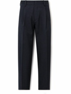 Incotex - Slim-Fit Tapered Pleated Virgin Wool and Cotton-Blend Trousers - Blue