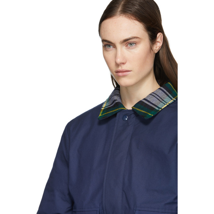 Noah NYC Navy Tartan Collar A-2 Bomber Jacket