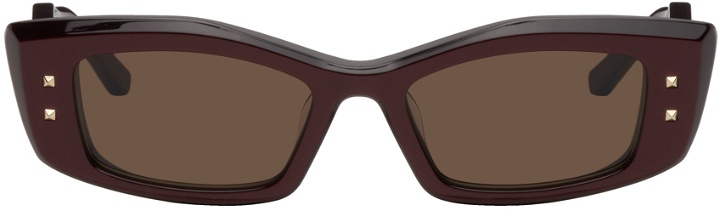 Photo: Valentino Garavani Red V Rectangular Frame Sunglasses