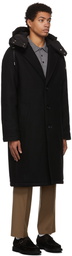 AMI Alexandre Mattiussi Black Felted Ami De Coeur Coat