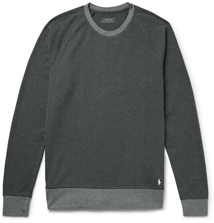 Photo: Polo Ralph Lauren - Logo-Embroidered Mélange Stretch-Cotton Jersey Sweatshirt - Gray