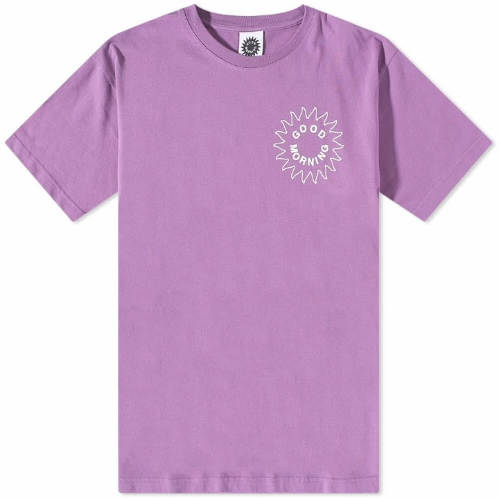 Photo: Good Morning Tapes Men's Sun Logo T-Shirt in Amethyst