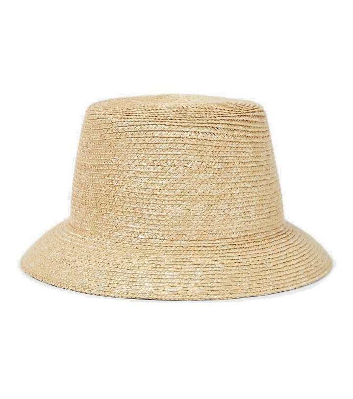 Photo: Saint Laurent Logo straw bucket hat