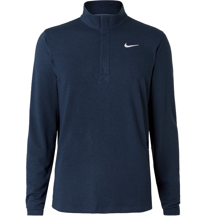 Photo: Nike Golf - Dry Victory Logo-Print Dri-FIT Half-Zip Golf Top - Blue