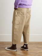 Maison Kitsuné - Wide-Leg Cropped Cotton-Blend Cargo Trousers - Neutrals